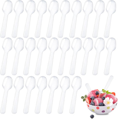 500Pcs Mini Spoons for Desserts, Clear Plastic Spoons, Disposable Clear Tasting Spoons, Small Dessert Spoons for Jelly Pudding Yogurt Ice Cream Desert Cake Appetizer (3 Inch)