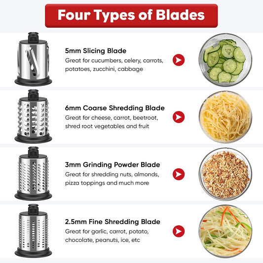 Stainless Steel Slicer Shredder Attachment for KitchenAid Mixer | Cheese Grater Attachment for KitchenAid Stand Mixer, Salad Maker, Grinding Powder, Dishwasher Safe with 4 Blades