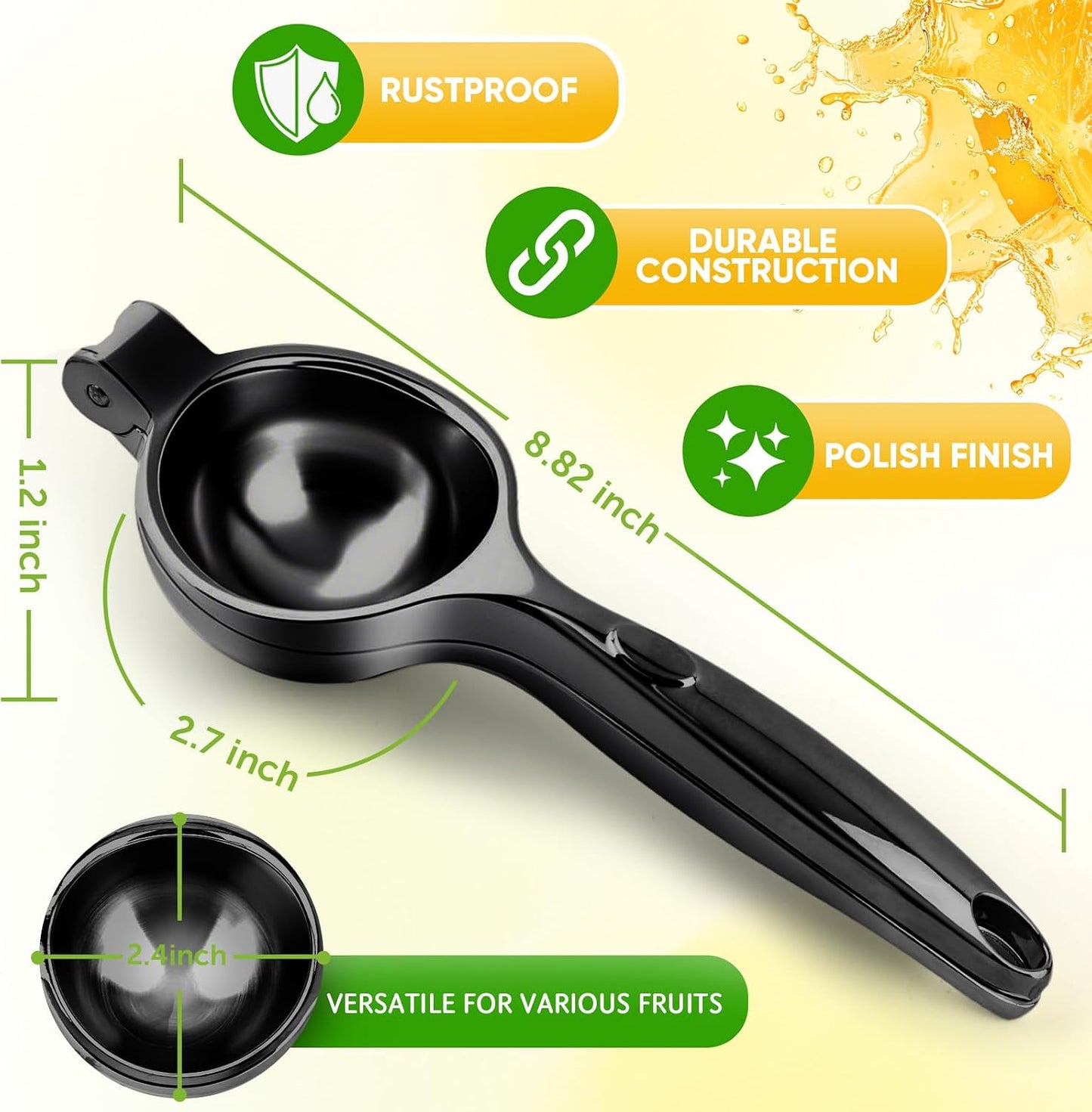 Lemon Squeezer Large, Lemon Squeezer Juicer Stainless Steel, Heavy Duty Manual Citrus Juicer Hand Press, Kitchen Tools Lime Squeezer Bar Tool, Easy to Clean Metal Lemon Hand Press