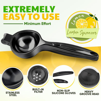 Lemon Squeezer Large, Lemon Squeezer Juicer Stainless Steel, Heavy Duty Manual Citrus Juicer Hand Press, Kitchen Tools Lime Squeezer Bar Tool, Easy to Clean Metal Lemon Hand Press