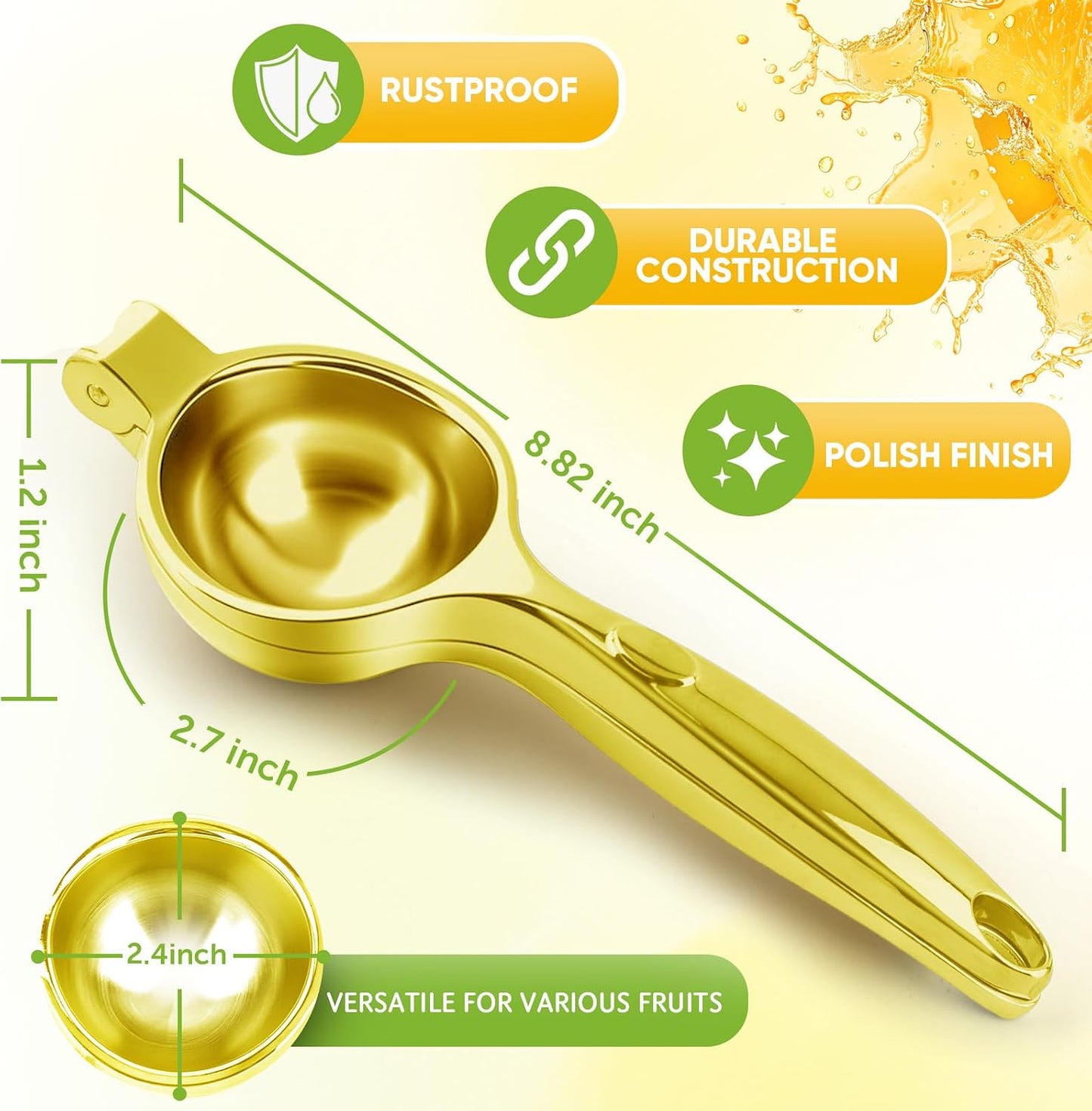 Lemon Squeezer Large, Lemon Squeezer Juicer Stainless Steel, Heavy Duty Manual Citrus Juicer Hand Press, Kitchen Tools Lime Squeezer Bar Tool, Easy to Clean Metal Lemon Hand Press