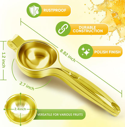 Lemon Squeezer Large, Lemon Squeezer Juicer Stainless Steel, Heavy Duty Manual Citrus Juicer Hand Press, Kitchen Tools Lime Squeezer Bar Tool, Easy to Clean Metal Lemon Hand Press