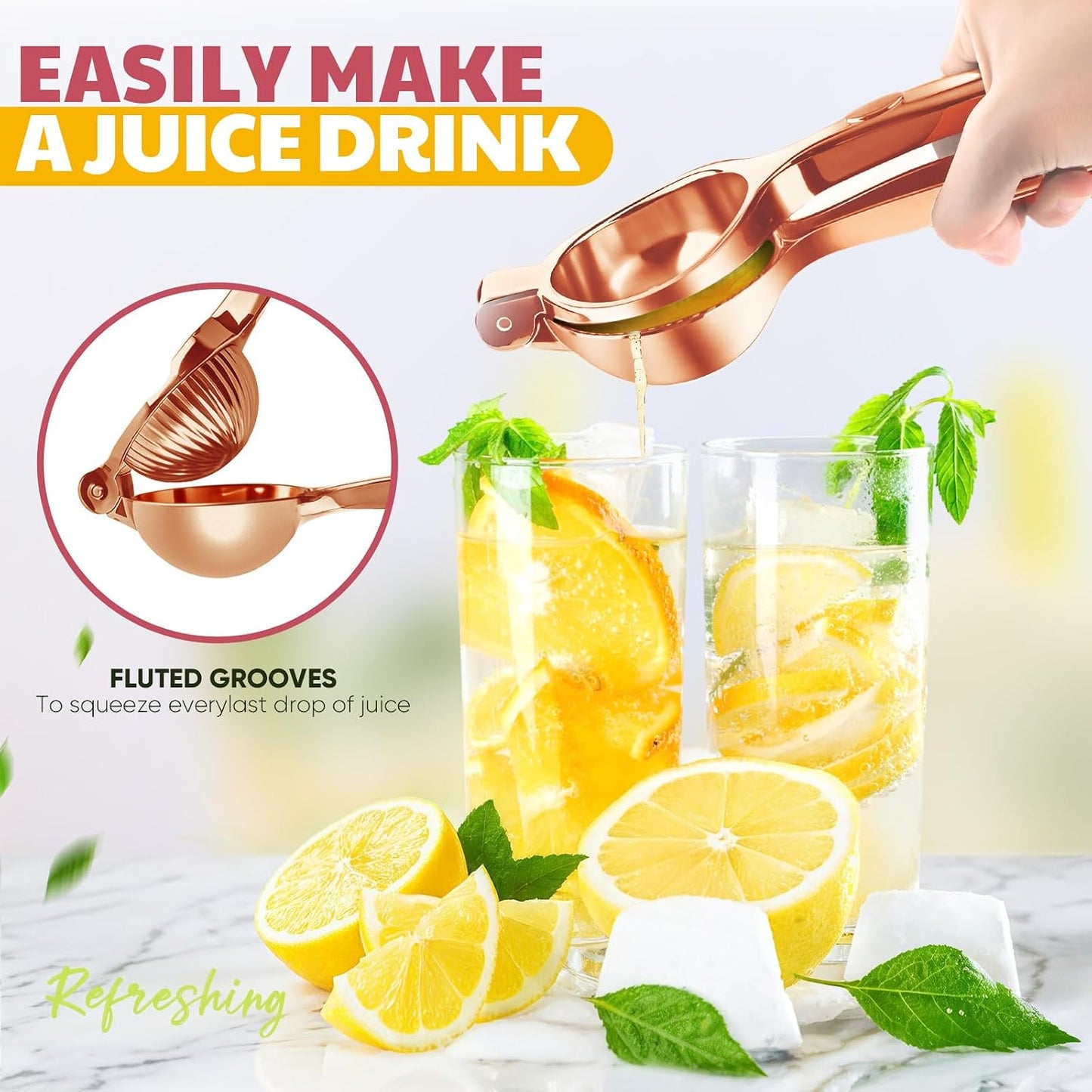 Lemon Squeezer Large, Lemon Squeezer Juicer Stainless Steel, Heavy Duty Manual Citrus Juicer Hand Press, Kitchen Tools Lime Squeezer Bar Tool, Easy to Clean Metal Lemon Hand Press