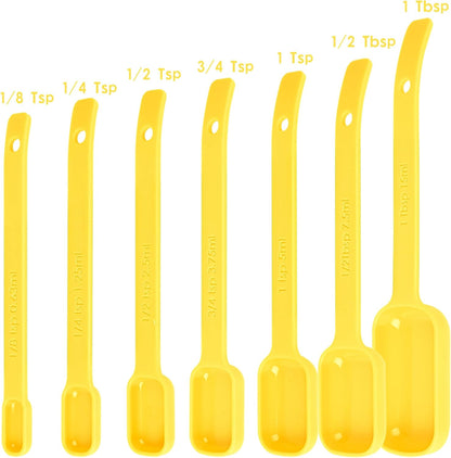 Plastic Measuring Cups and Spoons Set, Yellow Dry Measuring cups Set with Spout and Leveler for Kitchen and Baking, BPA free and Dishwasher Safe, Nesting Measuring Cups Set 15