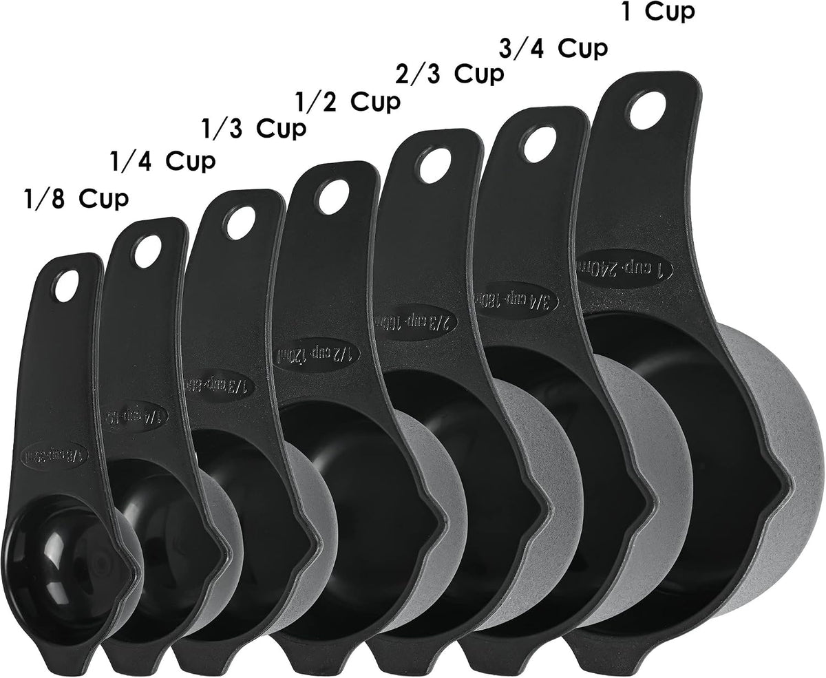 Plastic Measuring Cups and Spoons Set, Yellow Dry Measuring cups Set with Spout and Leveler for Kitchen and Baking, BPA free and Dishwasher Safe, Nesting Measuring Cups Set 15
