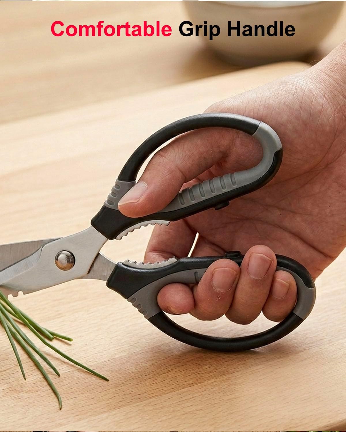 All-Purpose Kitchen Scissors, Heavy Duty Kitchen Shears with Serrated Blade, Detachable Stainless Steel Cooking Scissors for BBQ, Camping, Meat, Seafood, Herbs & Food Prep, Dishwasher Safe