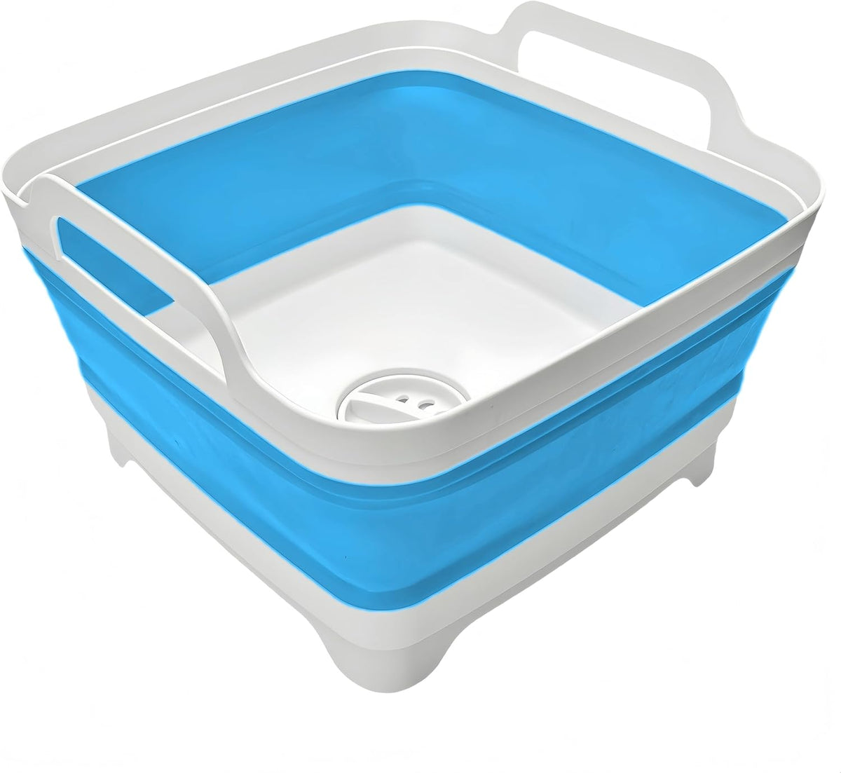 Collapsible Wash Basin 9L, Foldable Dish Tub with Drain Plug, Portable Collapsible Dish Basin, Camping Sink for Washing Dishes, Laundry & Kitchen Use,Gray