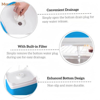 Collapsible Wash Basin 9L, Foldable Dish Tub with Drain Plug, Portable Collapsible Dish Basin, Camping Sink for Washing Dishes, Laundry & Kitchen Use,Gray