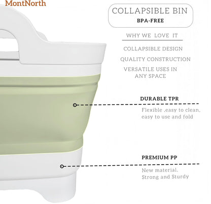 Collapsible Wash Basin 9L, Foldable Dish Tub with Drain Plug, Portable Collapsible Dish Basin, Camping Sink for Washing Dishes, Laundry & Kitchen Use,Gray