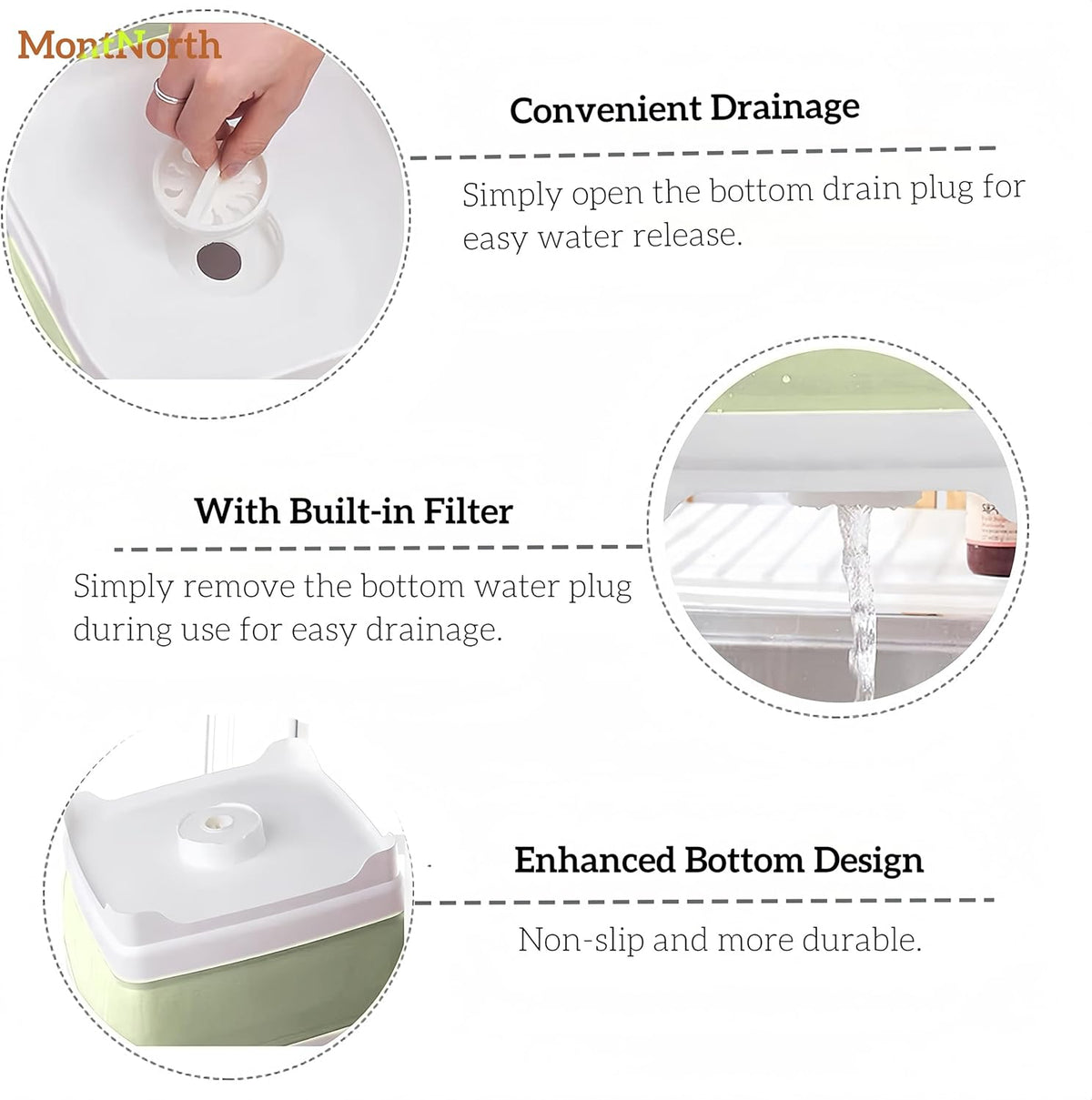 Collapsible Wash Basin 9L, Foldable Dish Tub with Drain Plug, Portable Collapsible Dish Basin, Camping Sink for Washing Dishes, Laundry & Kitchen Use,Gray