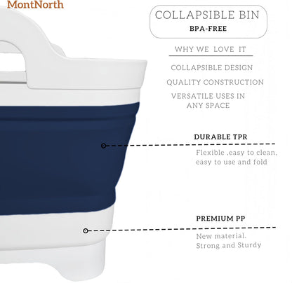 Collapsible Wash Basin 9L, Foldable Dish Tub with Drain Plug, Portable Collapsible Dish Basin, Camping Sink for Washing Dishes, Laundry & Kitchen Use,Gray