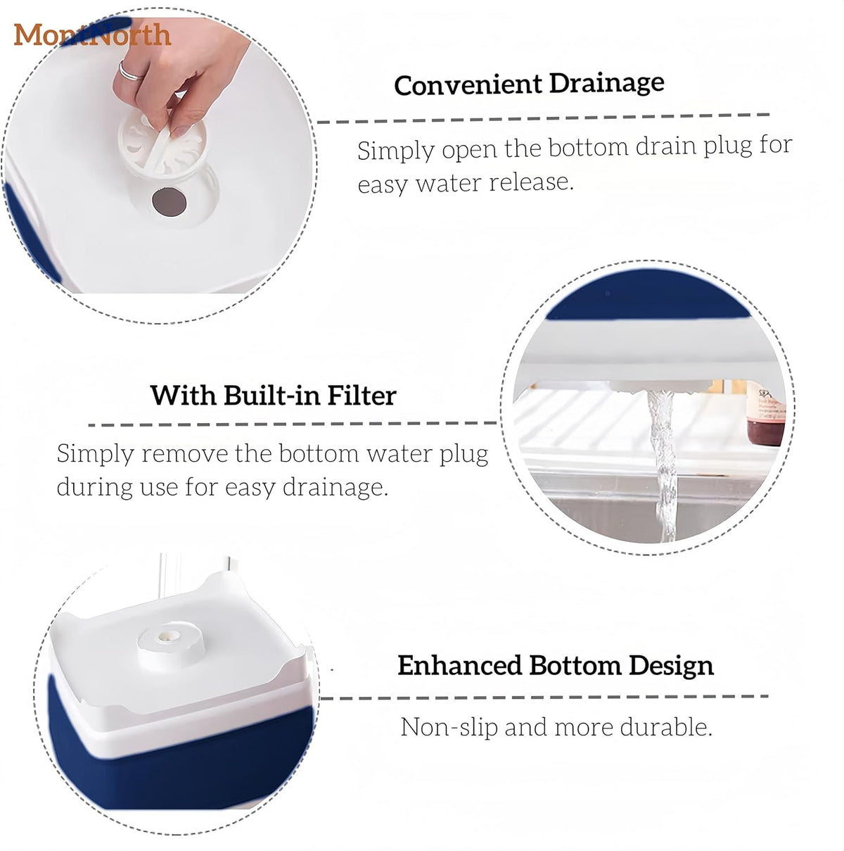 Collapsible Wash Basin 9L, Foldable Dish Tub with Drain Plug, Portable Collapsible Dish Basin, Camping Sink for Washing Dishes, Laundry & Kitchen Use,Gray