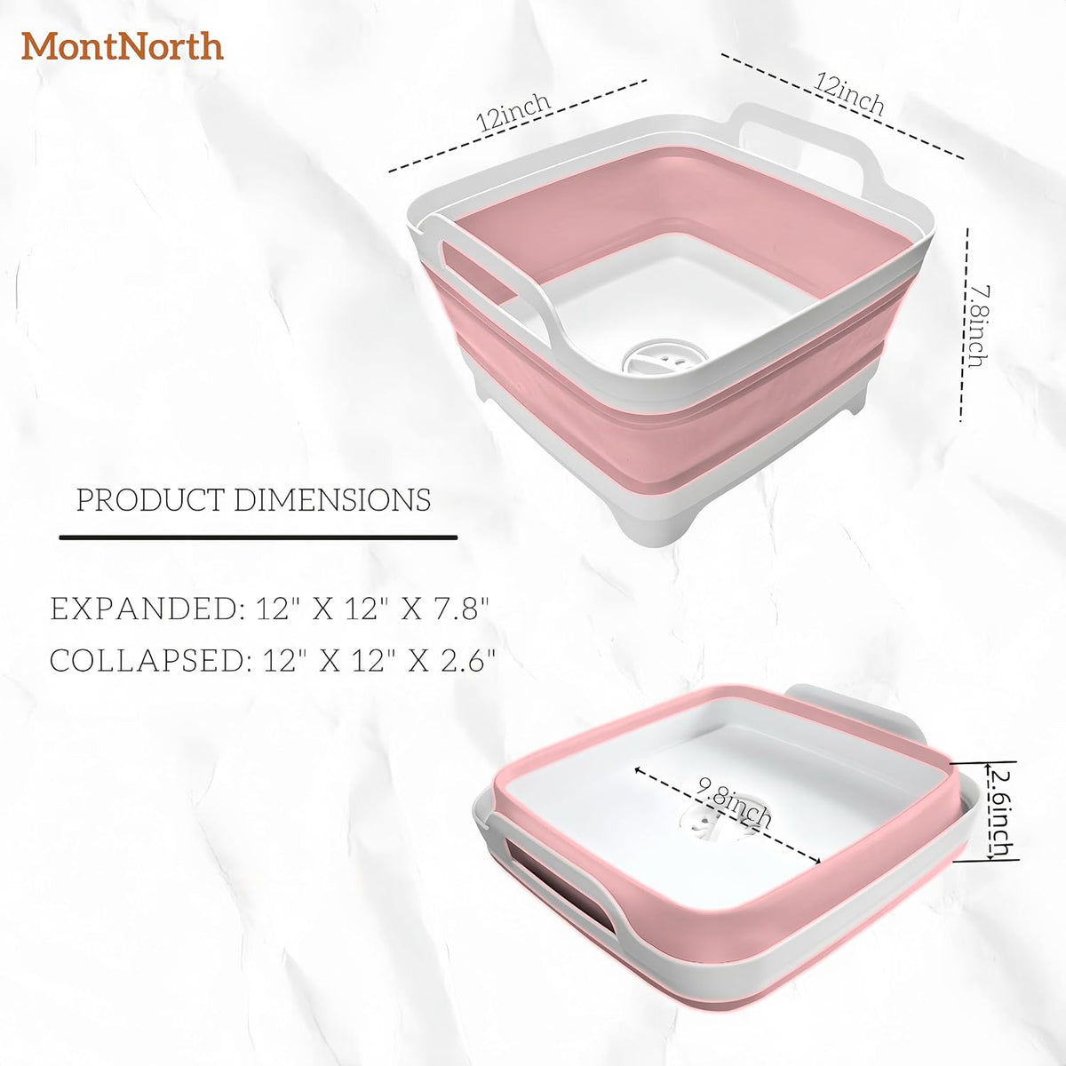 Collapsible Wash Basin 9L, Foldable Dish Tub with Drain Plug, Portable Collapsible Dish Basin, Camping Sink for Washing Dishes, Laundry & Kitchen Use,Gray