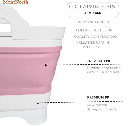 Collapsible Wash Basin 9L, Foldable Dish Tub with Drain Plug, Portable Collapsible Dish Basin, Camping Sink for Washing Dishes, Laundry & Kitchen Use,Gray