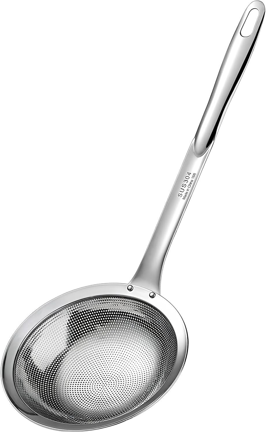 Multi-functional Skimmers Spoon Strainer Set, DIA 4.3Inch & 5.9Inch | 304 Stainless Steel, Grease Separator, Strainers Fine Mesh Strainer For Foam, Cooking, Hot Pot