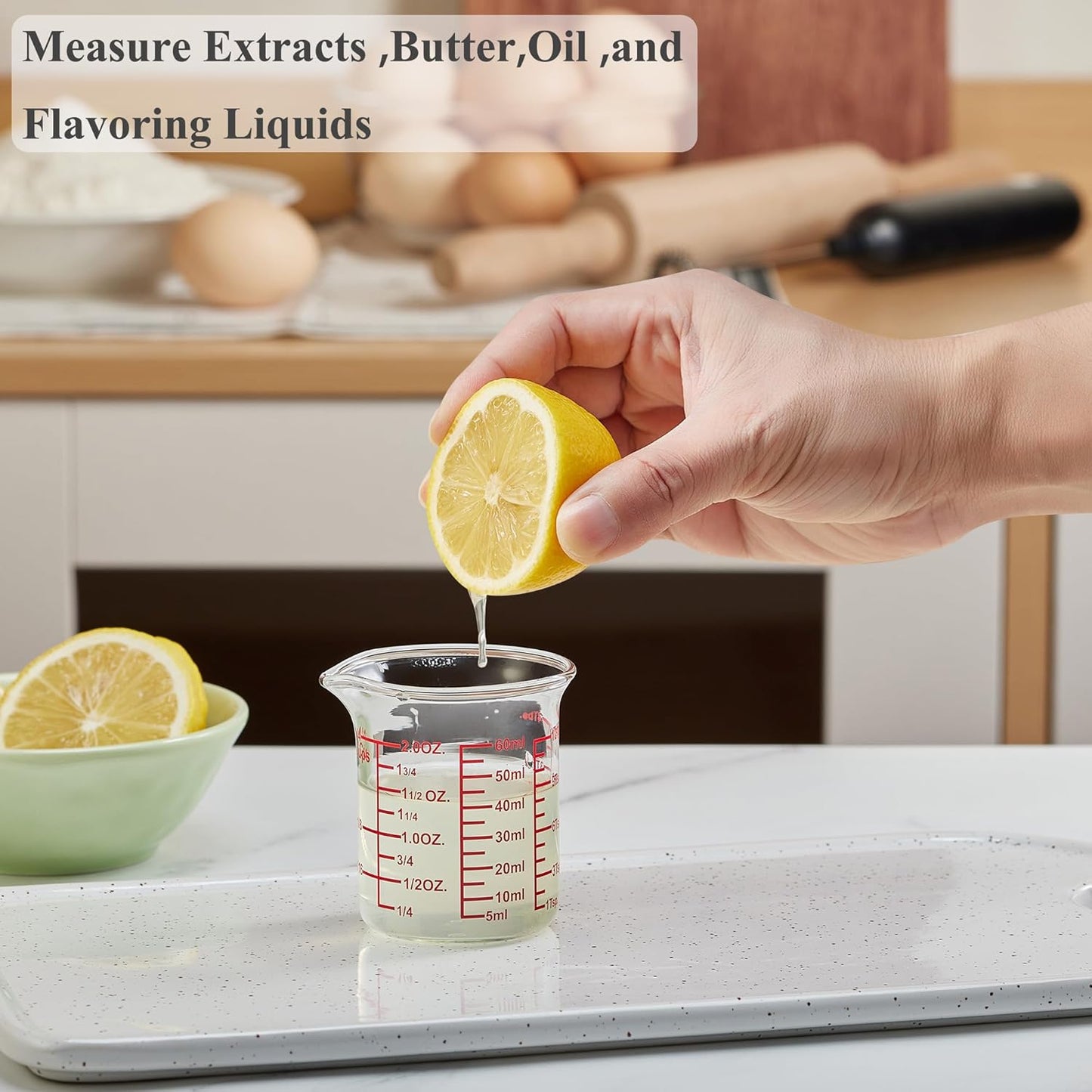 Ackers 7-Piece Glass Measuring Cup Set, Borosilicate Beaker Style Nesting Liquid Measuring Cups