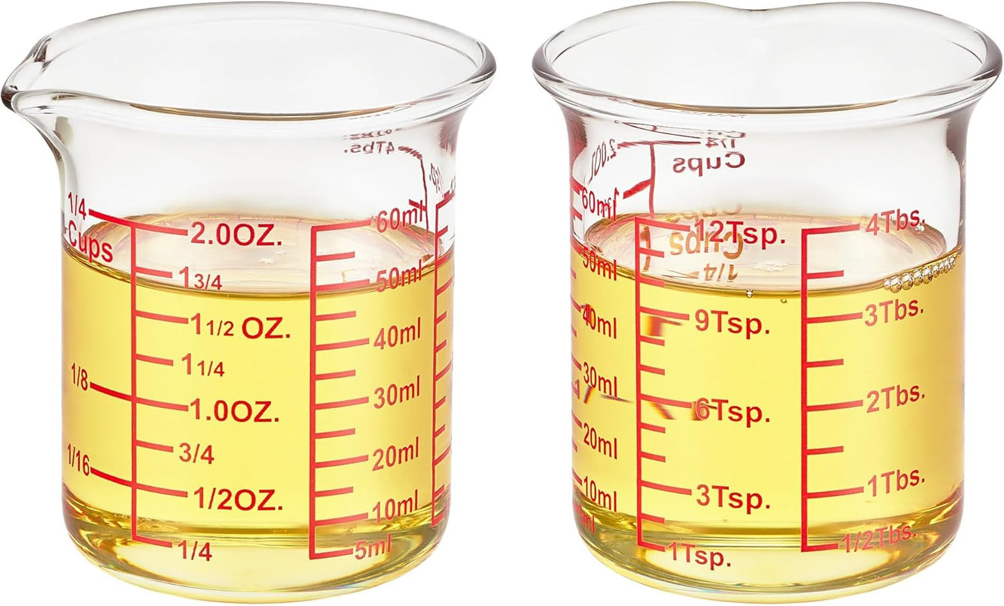 Ackers 7-Piece Glass Measuring Cup Set, Borosilicate Beaker Style Nesting Liquid Measuring Cups