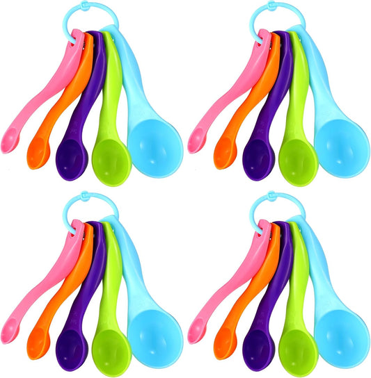 20 Pieces Colorful Plastic Measuring Cup Spoons for Kitchen Cooking Baking Dry and Liquid Ingredients