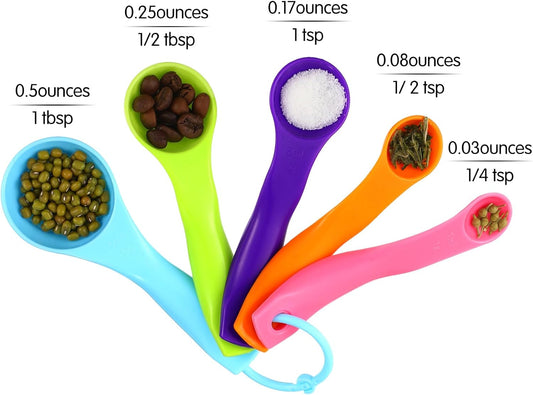 20 Pieces Colorful Plastic Measuring Cup Spoons for Kitchen Cooking Baking Dry and Liquid Ingredients