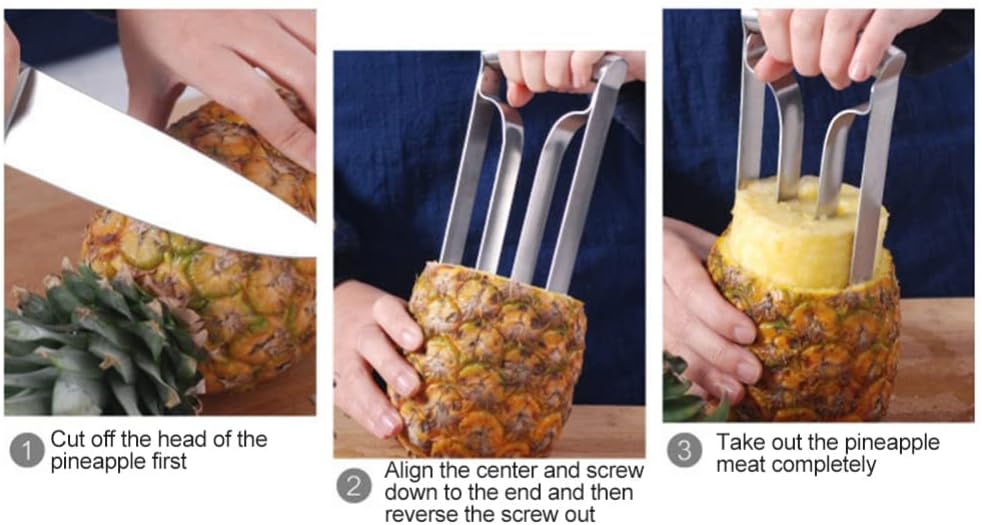 Ochine Pineapple Corer Cutter, Stainless Steel Fruit Pineapple Peeler Slicer Tool Pineapple Corer Large Stainless Steel Pineapple Corer Peeler Pineapple Cutter Fruit Tool Easy Kitchen Tool