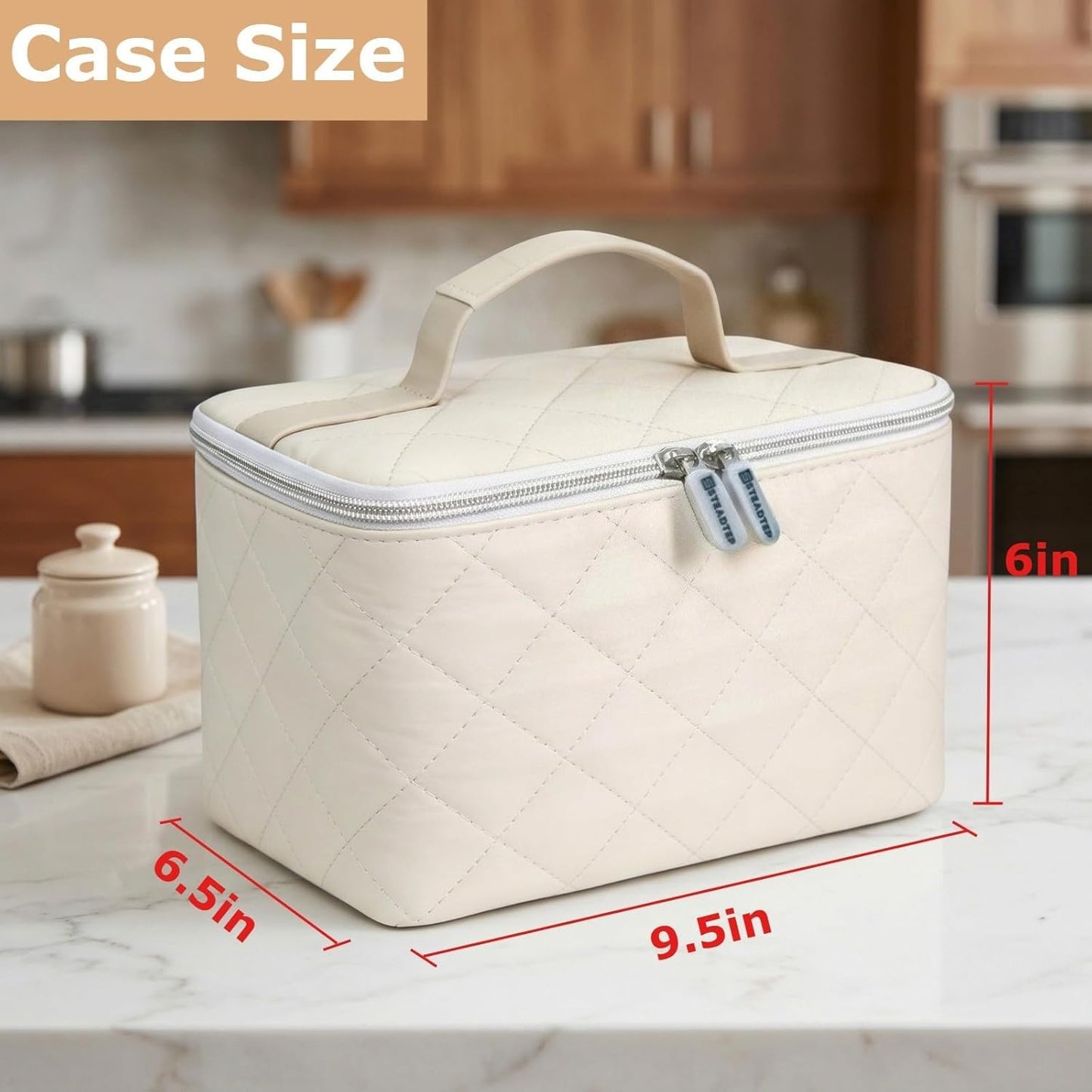Digital Hand Mixer Carrying Bag for KitchenAid 5/6/ 7/9 Ultra Power Speed Hand Mixers, Portable Travel Storage Case Bag with Handle for Kitchen Aid Mixer Accessories (Box Only) (Light Beige)
