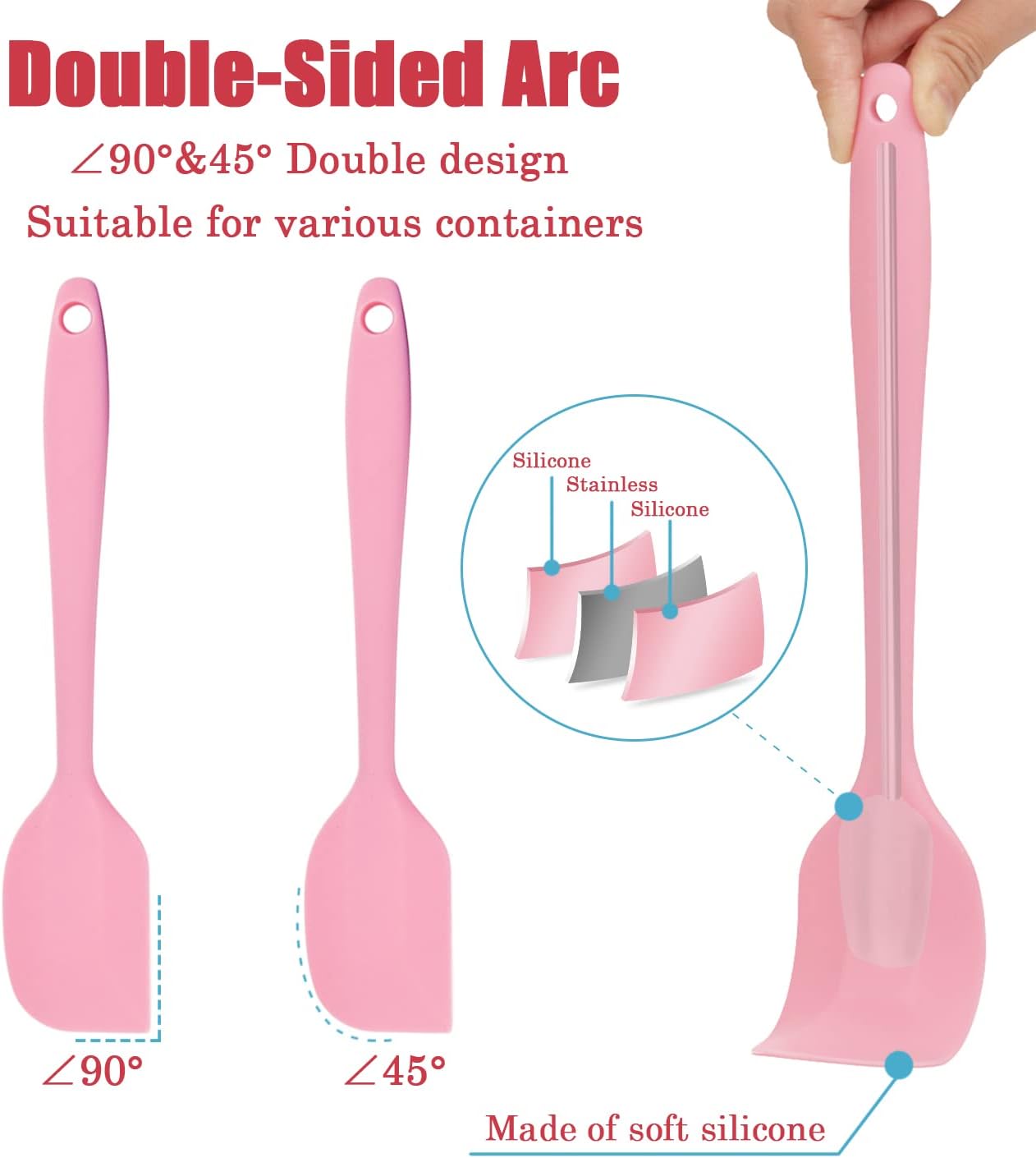 Silicone Spatula Heat Resistant Small Rubber Spatulas Cooking Utensil Set Non-Stick Flexible Rubber Essential Cooking Gadget For Cake/Cream/Pastry/Butter/Batter Mixing/Cooking-(5 Pieces)