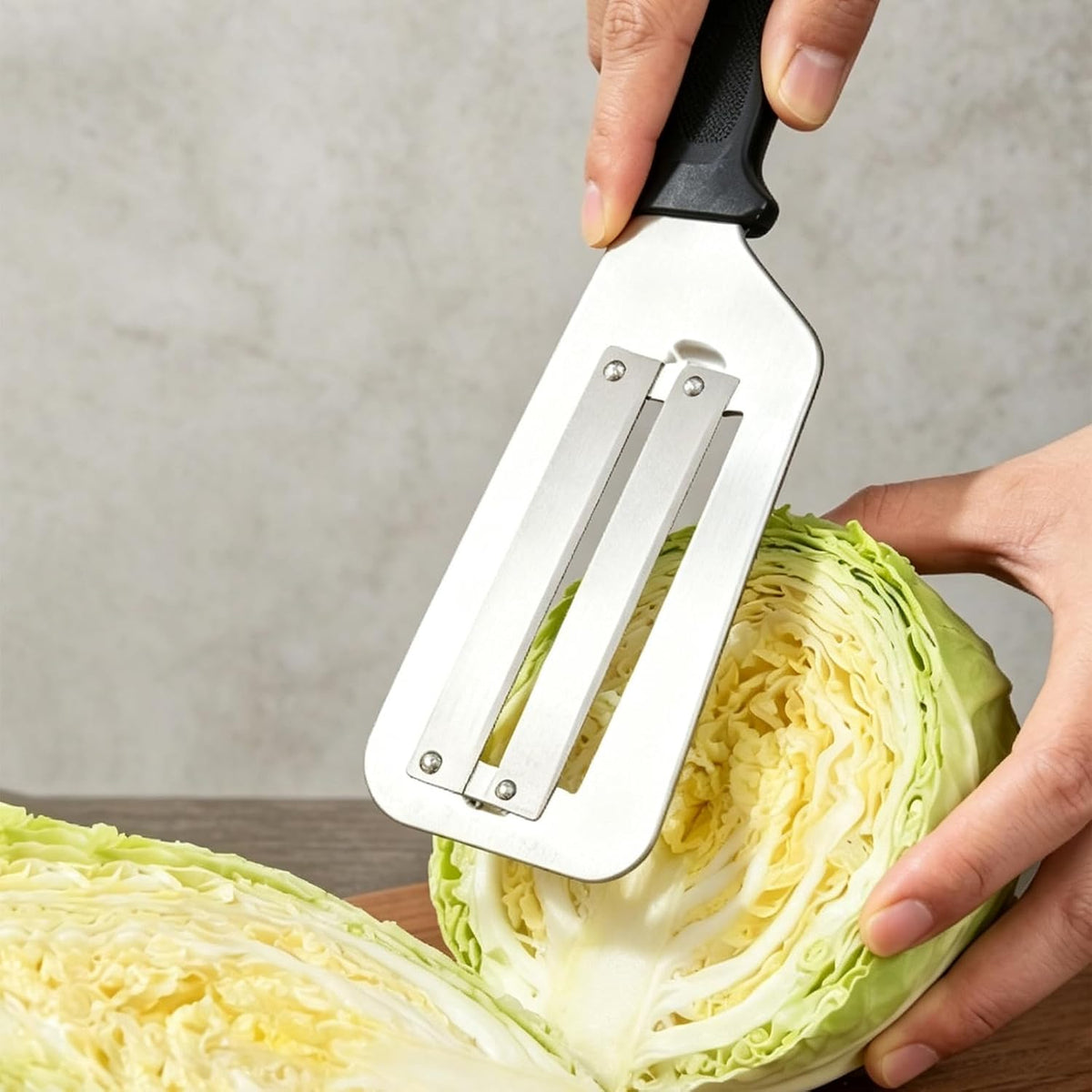 (2 Pack) Cabbage Shredder for Coleslaw,Stainless Steel Cabbage Slicer Shredder,Kitchen Lettuce Knife (Black and Red)