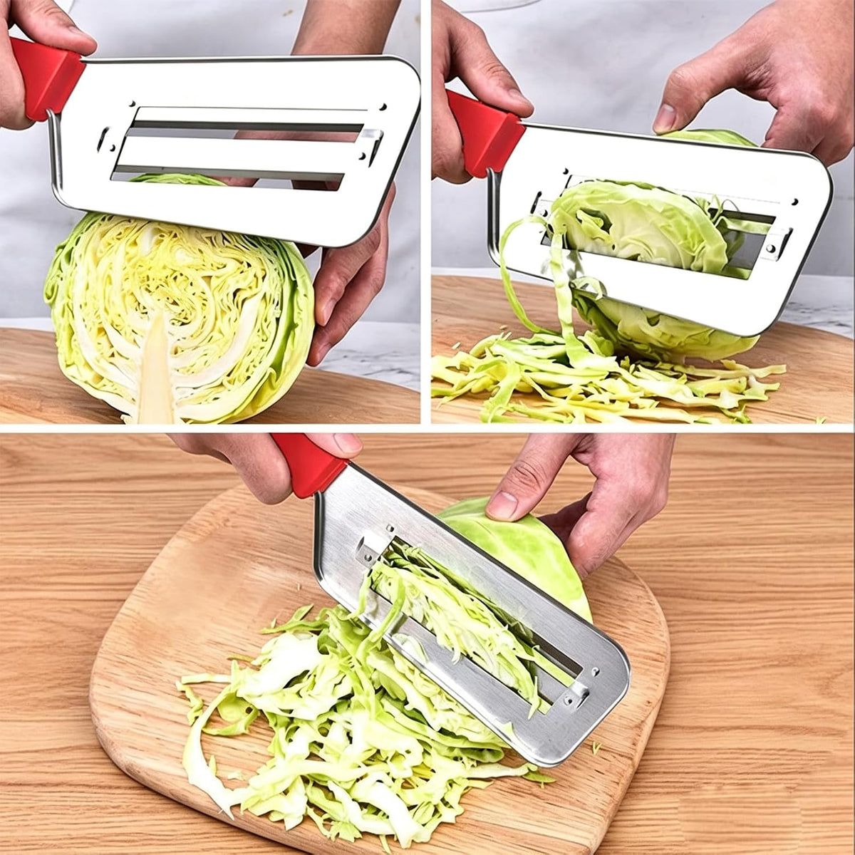 (2 Pack) Cabbage Shredder for Coleslaw,Stainless Steel Cabbage Slicer Shredder,Kitchen Lettuce Knife (Black and Red)