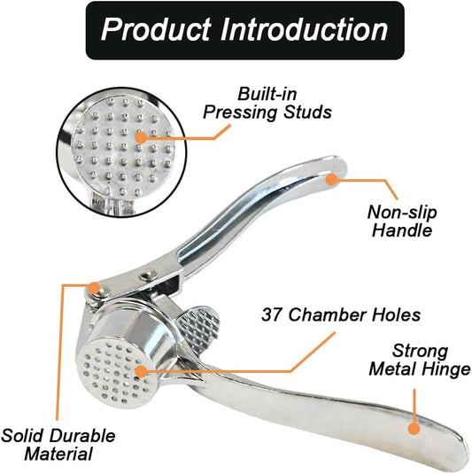 Armo® Stainless Steel Garlic Press Mincer Crusher Tool Professional Garlic Press Garlic Chopper Metal Garlic Crusher