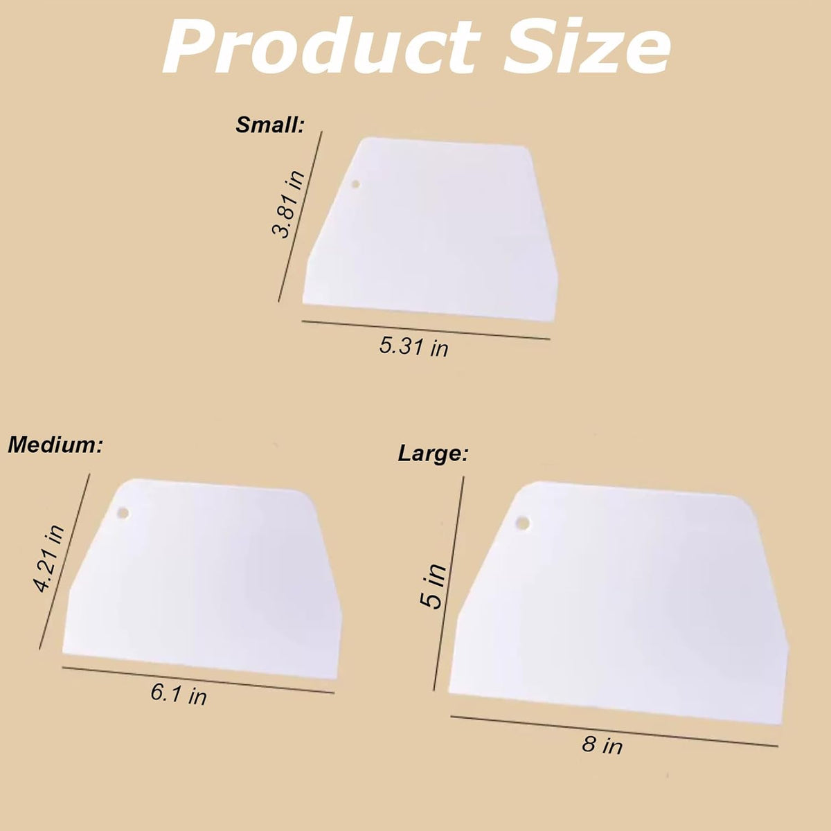 3 Piece Plastic Dough Scraper, Food Grade Trapezoidal Bread Scraper Bowl Scraper Set Multipurpose Kitchen Food Scraper for Bread Cake Fondant Icing Cream Pizza Making Size L M S