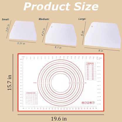 3 Piece Plastic Dough Scraper, Food Grade Trapezoidal Bread Scraper Bowl Scraper Set Multipurpose Kitchen Food Scraper for Bread Cake Fondant Icing Cream Pizza Making Size L M S