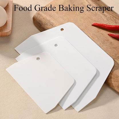 3 Piece Plastic Dough Scraper, Food Grade Trapezoidal Bread Scraper Bowl Scraper Set Multipurpose Kitchen Food Scraper for Bread Cake Fondant Icing Cream Pizza Making Size L M S