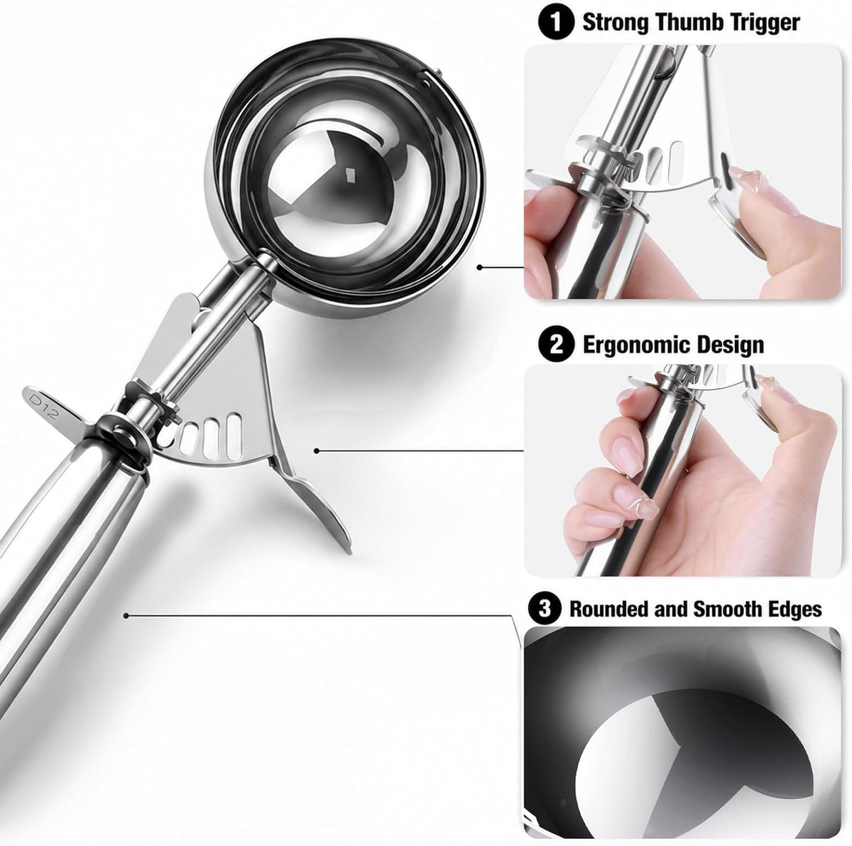 Ice Cream Scoop with Trigger, Small Size Cookie Scoop for Baking-1.5 Tbsp