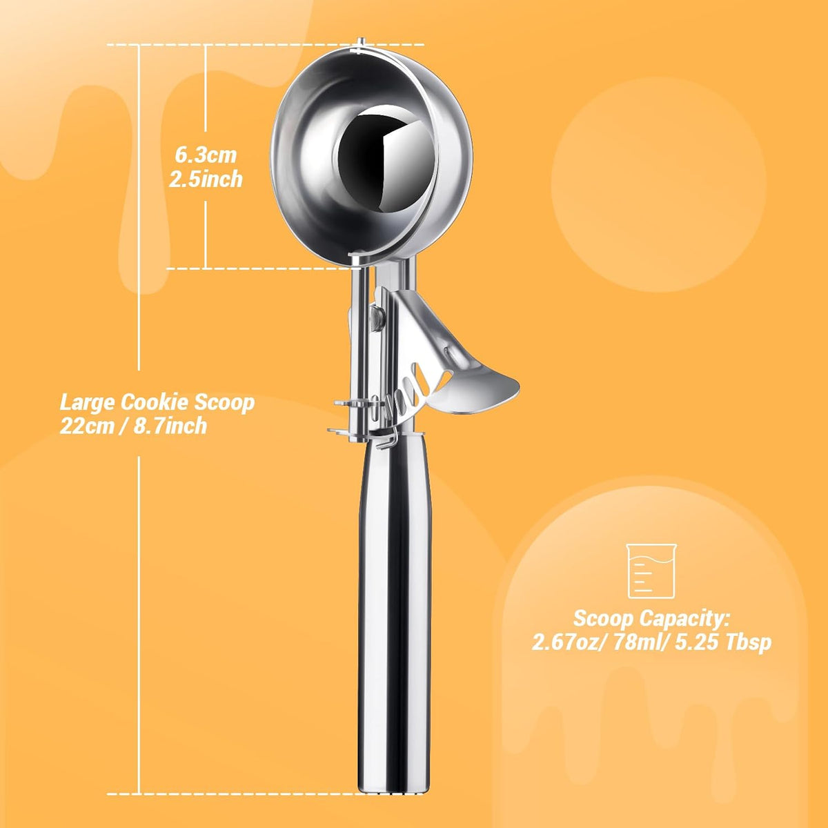 Ice Cream Scoop with Trigger, Small Size Cookie Scoop for Baking-1.5 Tbsp