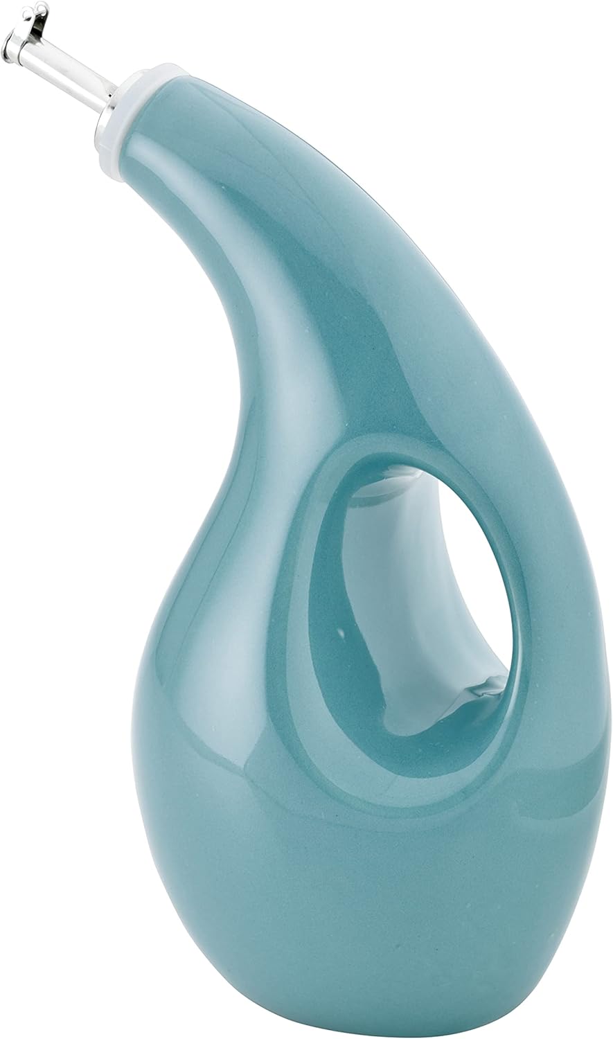 Rachael Ray Ceramic Olive Oil Dispenser Bottle for EVOO Oil and Vinegar, 24-Ounce, Agave Blue