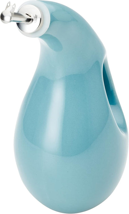 Rachael Ray Ceramic Olive Oil Dispenser Bottle for EVOO Oil and Vinegar, 24-Ounce, Agave Blue