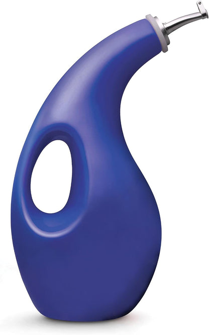 Rachael Ray Ceramic Olive Oil Dispenser Bottle for EVOO Oil and Vinegar, 24-Ounce, Agave Blue