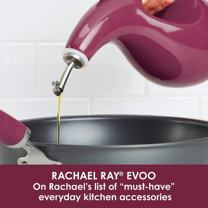 Rachael Ray Ceramic Olive Oil Dispenser Bottle for EVOO Oil and Vinegar, 24-Ounce, Agave Blue