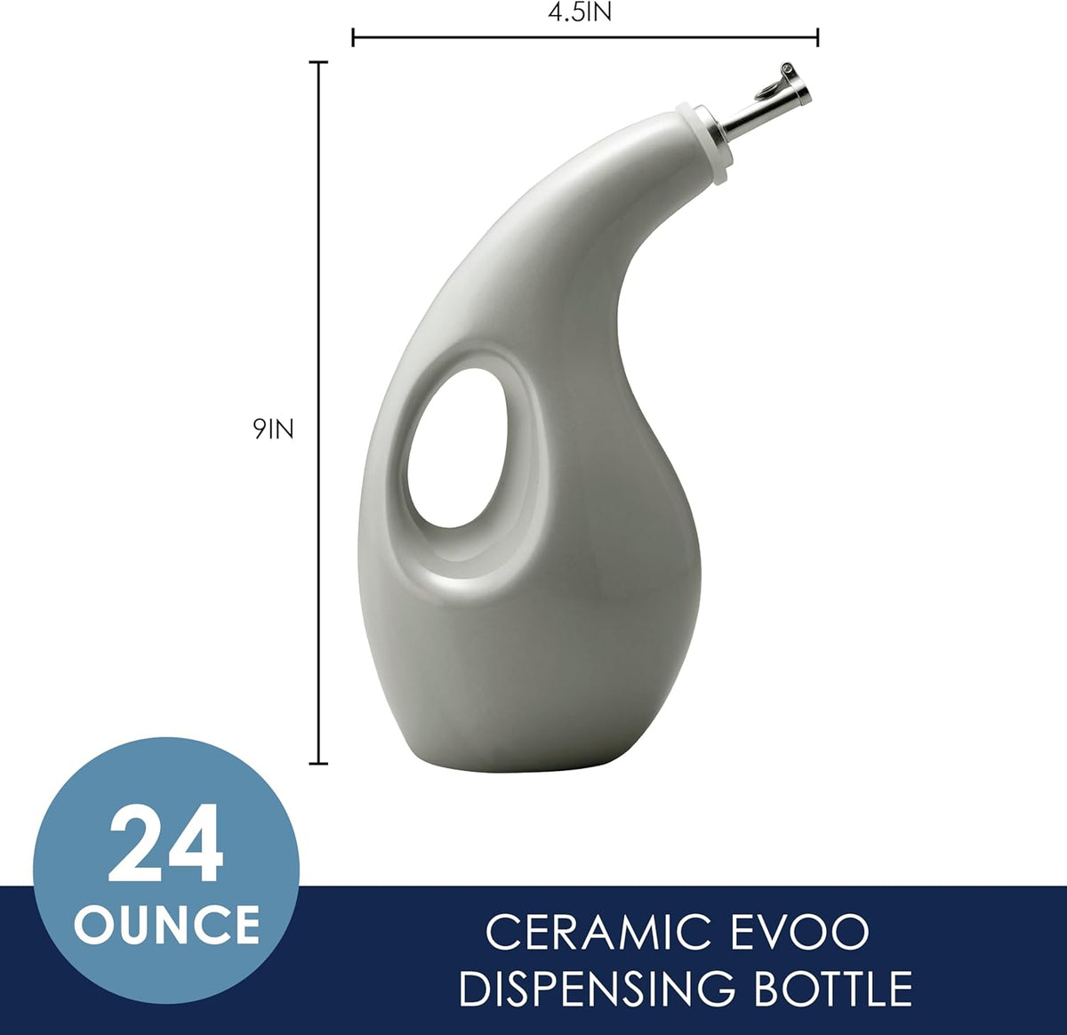 Rachael Ray Ceramic Olive Oil Dispenser Bottle for EVOO Oil and Vinegar, 24-Ounce, Agave Blue