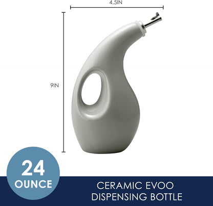 Rachael Ray Ceramic Olive Oil Dispenser Bottle for EVOO Oil and Vinegar, 24-Ounce, Agave Blue