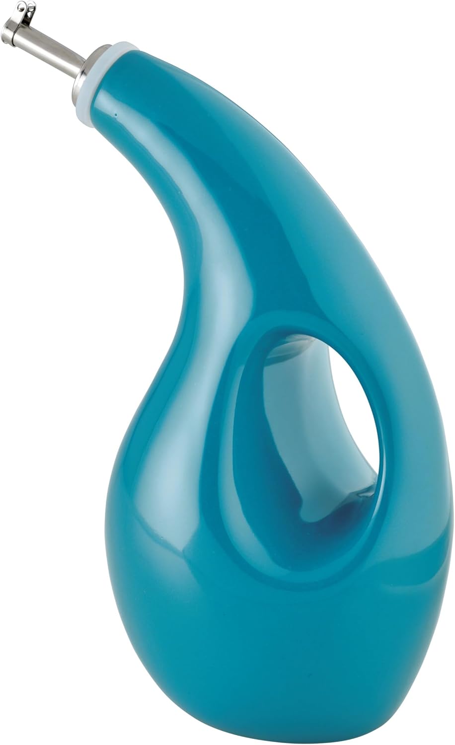 Rachael Ray Ceramic Olive Oil Dispenser Bottle for EVOO Oil and Vinegar, 24-Ounce, Agave Blue