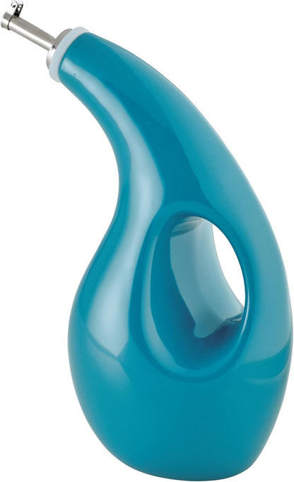 Rachael Ray Ceramic Olive Oil Dispenser Bottle for EVOO Oil and Vinegar, 24-Ounce, Agave Blue