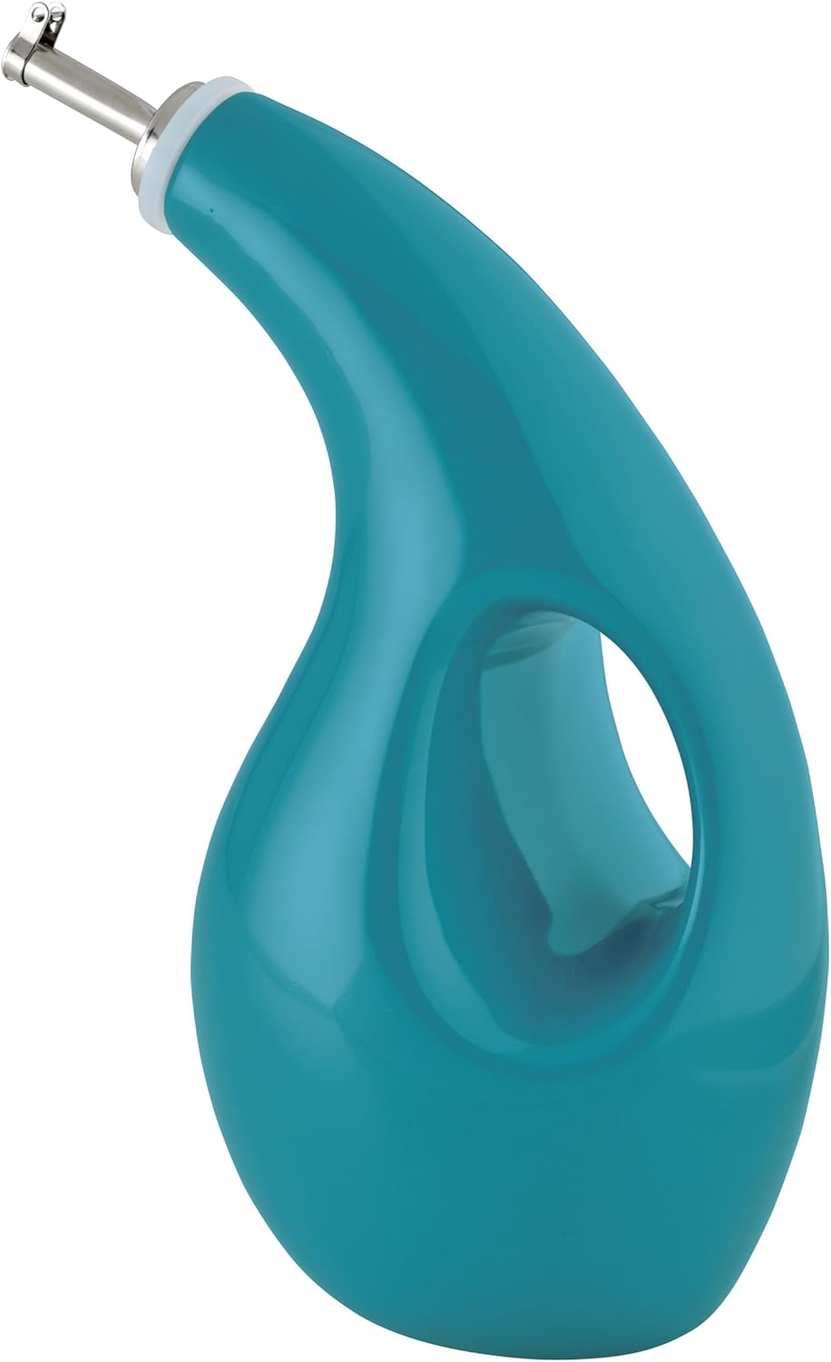 Rachael Ray Ceramic Olive Oil Dispenser Bottle for EVOO Oil and Vinegar, 24-Ounce, Agave Blue