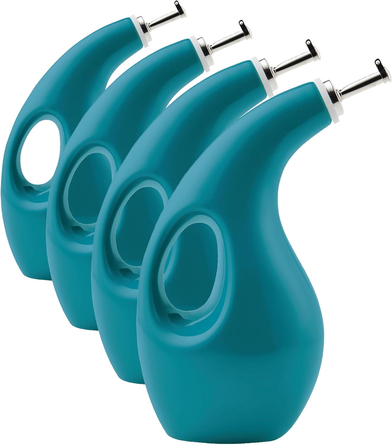 Rachael Ray Ceramic Olive Oil Dispenser Bottle for EVOO Oil and Vinegar, 24-Ounce, Agave Blue