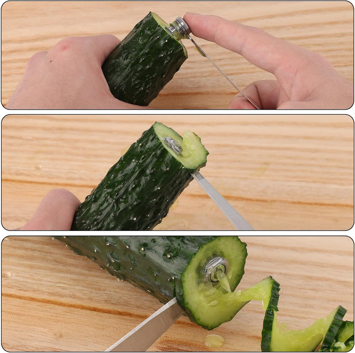 Stainless Steel Spiral Cutter, Portable Spiral Vegetable Cutters Vegetable Kitchen Tools Pragmatic Cutter for Potatoes Veggies Cucumber Carrots Fruit