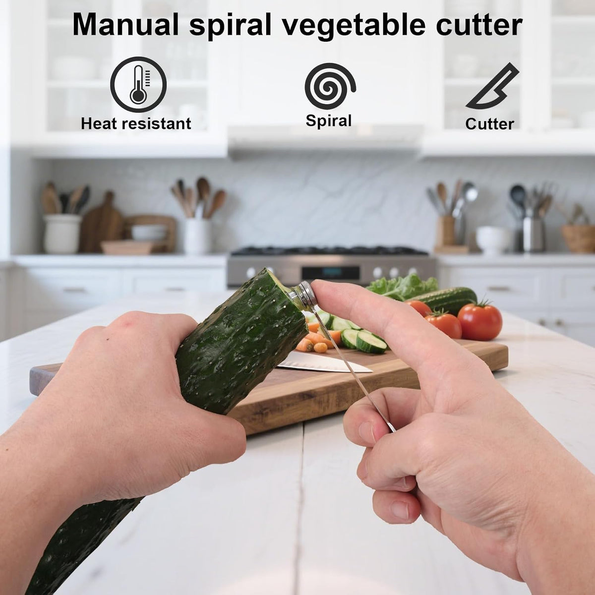 Stainless Steel Spiral Cutter, Portable Spiral Vegetable Cutters Vegetable Kitchen Tools Pragmatic Cutter for Potatoes Veggies Cucumber Carrots Fruit