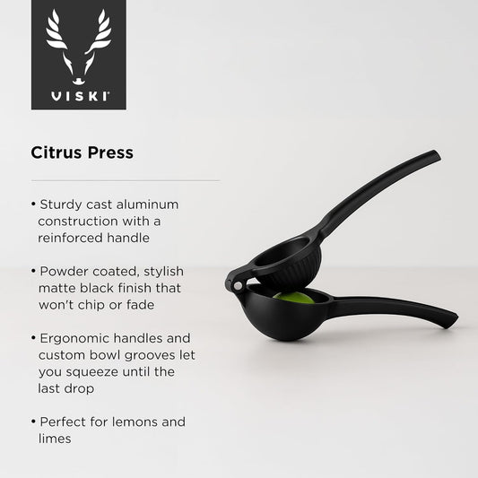 Black Citrus Press, Citrus Juicer, Lemon Squeezer for Cocktails, Bar Accessories, Matte Black Lime Juicer, Metal, Set of 1
