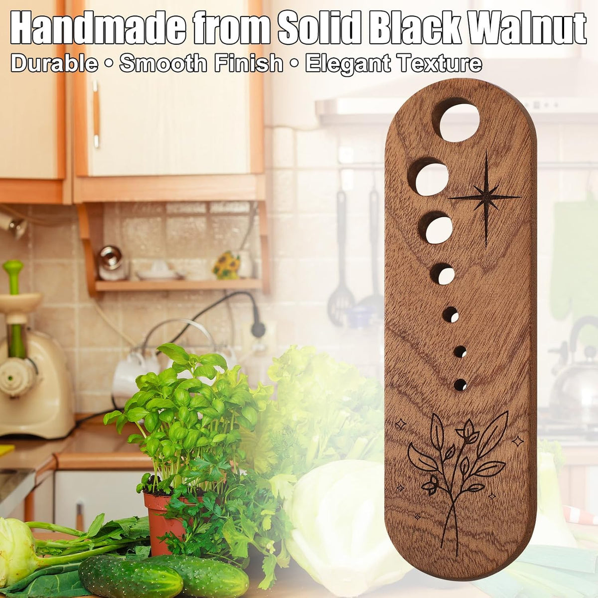 2 Pcs Wooden Herb Stripper, 7 Hole Leaf Separator Tool