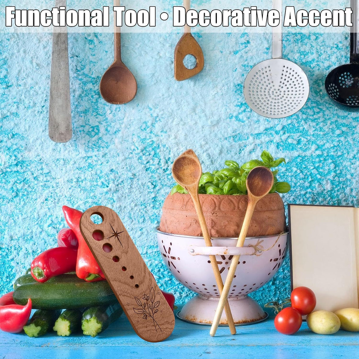 2 Pcs Wooden Herb Stripper, 7 Hole Leaf Separator Tool