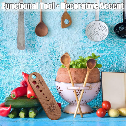 2 Pcs Wooden Herb Stripper, 7 Hole Leaf Separator Tool